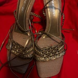 Nine West Metallic Brown Strappy Heels
